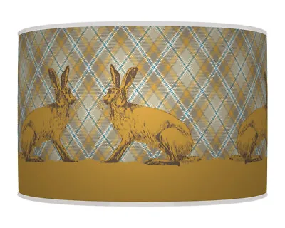 Hare Rabbit Mustard Check Plaid Pendant Drum Lamp Shade Handmade Lampshade Dz852 • £54.99