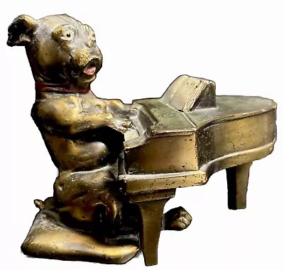 Vintage Bronze Bulldog Playing Piano K & O Co. Kronheim & Oldenbusch 1930’s • $148.67
