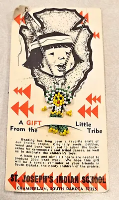 Vintage St Joseph Indian School -  Native American Indian Chief Bead Necklace • $15
