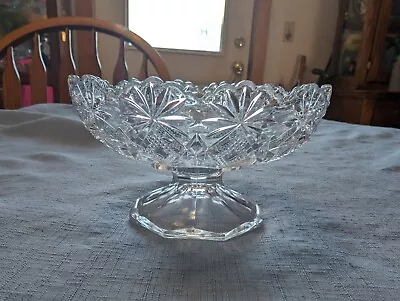 Vintage Small Footed Compote Scalloped/Sawtooth Edge Clear Glass Bowl Candy Dish • $12.50