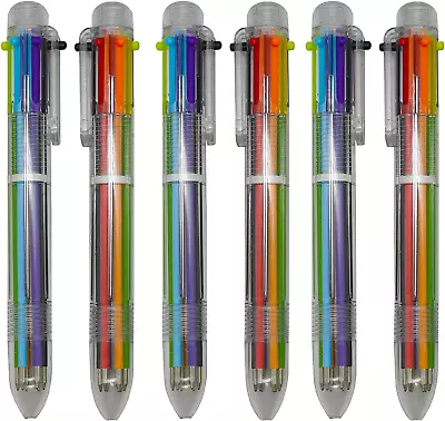 12PCS Multicolor Ballpoint Pen 6-In-1 Retractable Ball Point Pens Transparent Ba • $17.49