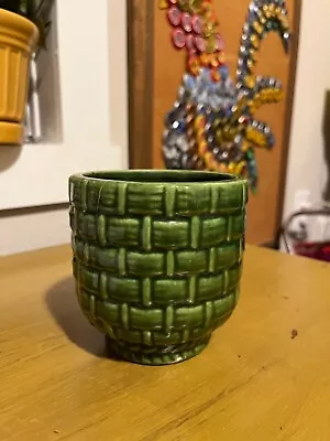 Vintage Haeger Pottery Green Basket Weave Planter MCM  • $13.99