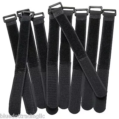 NEW ~ 10 Quantity Hook & Loop Reusable Cable Tie Down Straps Black 8 Inch • $3.89