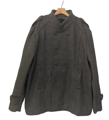 Jordan Craig Men's Pea Coat Wool Duble Breasted Charcoal Gray Big Size • $69.99