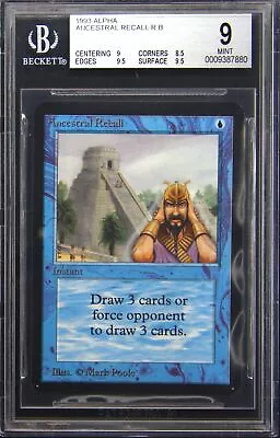 1993 Alpha Ancestral Recall Rare Magic: The Gathering Card BGS 9 • $49888.88