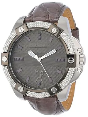 New Marc Ecko Silver Tonegray Patent Leather Bandthe Blade watch M1500451 • £116.50