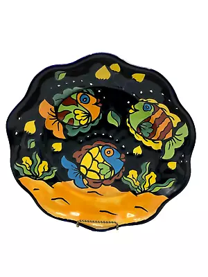 POTTERY  Plate 12   FISH  MEX Platter  VIBRANT COLORS  3 Fish WALL HANGING • $13.95