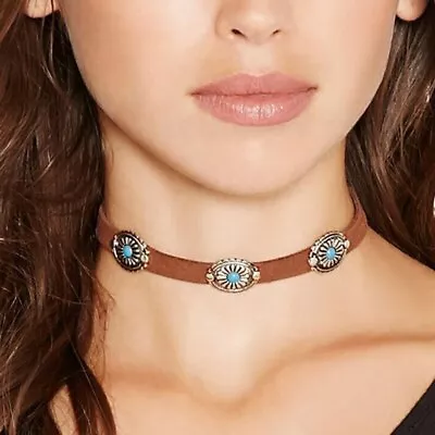 Freeform Blue Turquoise Choker Necklace Ethnic Style For Women% • $6.61