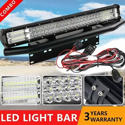 23 Inch 3row LED Light Bar + 23  Bull Bar Number Plate Frame Mount Bracket 4X4WD • $79.99