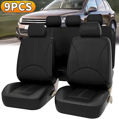 Car 5 Seat Covers Full Set Waterproof Leather Universal For Auto Sedan SUV Truck • $27.79