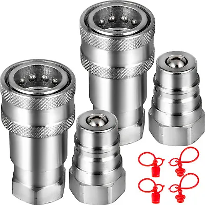 2 Sets Of 3/8  NPT ISO 5675 Quick Connect Hydraulic Couplers / Coupling • $32.49