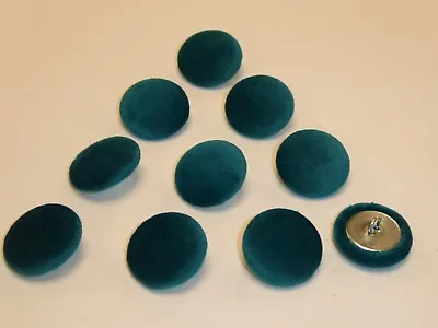10 X Upholstery Buttons In MALLARD TEAL - Plush Velvet (Size: 25mm) • £4.95