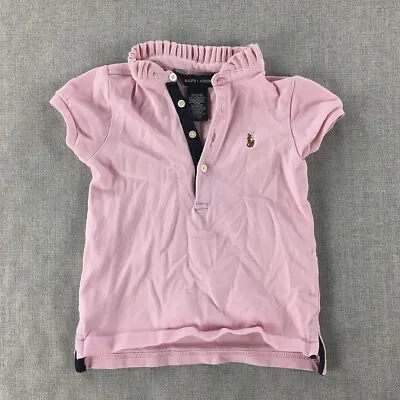 Ralph Lauren Kids Girls Polo Shirt Size 3 Toddler Pink Logo Collared Rugby • $13.98