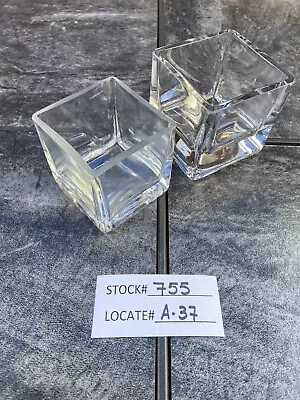 £25.30 • Buy (2) Glass Cube Vase /Jar Clear 2-3/4” And 2-1/2” Heavy Weight, FREE SHIPPING.