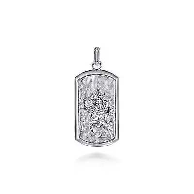 Sterling Silver Men's St. Christopher Dog Tag Pendant • $195