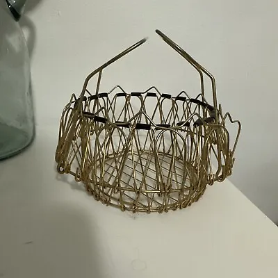 Mid Century Egg Basket Gold Wire French Country Farmhouse Chic Cottagecore • $26.25