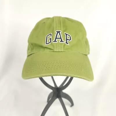 Vintage GAP Dad Hat 2005 Y2K Baseball Cap Small Green Spellout Blue White Border • $12.99