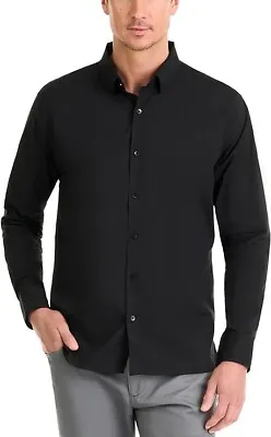 Van Heusen Long Sleeve Black Dress Shirt Never Tuck Slim Fit XXL • $9.99