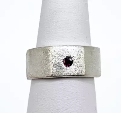 925 Solid Sterling Silver Natural Ruby 9mm Band Mens Ring 13.47 Grams Size 10 • $162.44