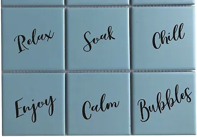 £2.99 • Buy 6 X Words For Bathroom Tile Stickers Decals Kitchen Wall Vinyl Waterproof Tiles