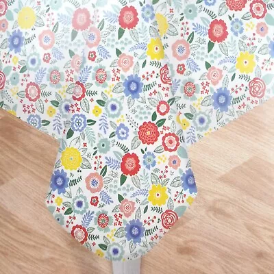 Vinyl Tablecloth Summer Floral Flowers Camping Picnic Party 60x84 • $11.69