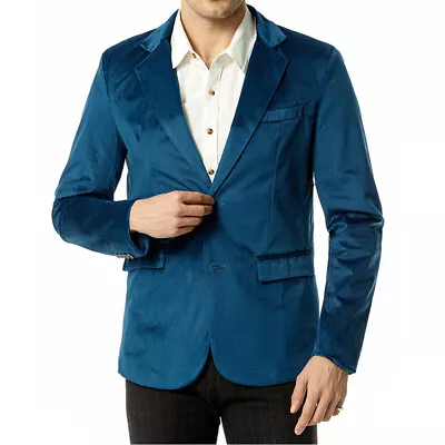 Men Velvet Blazer Jacket Business Casual Button Slim Fit Dress Suit Coat Tops • $44.49