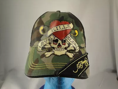 Authentic Ed Hardy Trucker Hat LOVE KILLS SLOWLY OSFM CAMO • $48.95