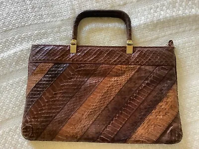 Genuine Snakeskin Handbag Brown Snake Skin Purse Vintage Relampago • $25