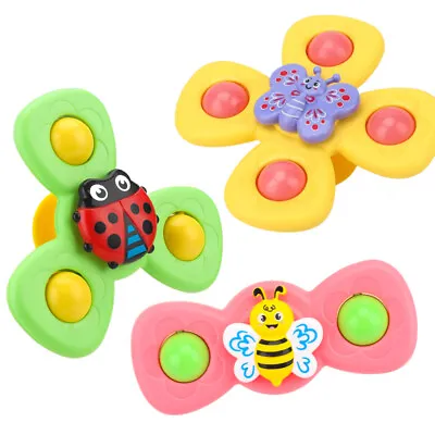 $14.69 • Buy 3PCS Baby Kid Suction Cup Spinner Cartoon Toys Fidget Spinning Butterfly Fun