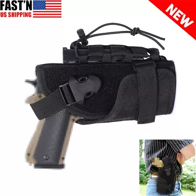 Army Tactical Molle Right Hand Gun Holster Belt Pistol Holster With Mag Pouch • $10.89