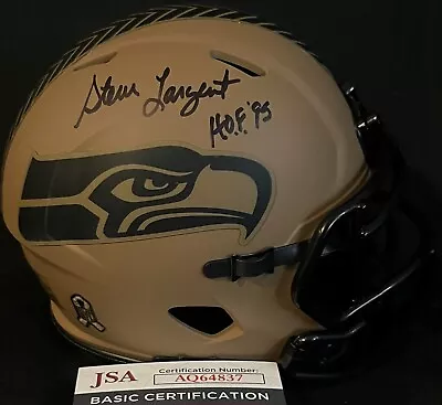 Seattle Seahawks Steve Largent Signed Salute To Service II Mini Helmet JSA Cert • $109.99