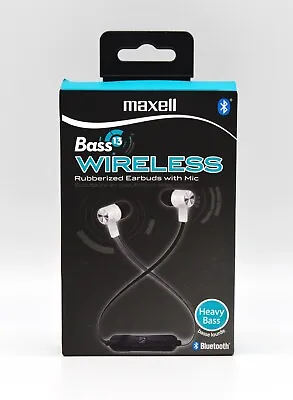 Maxell Bass 13 Wireless Rubberized Earbuds With Mic Heavy Bass White • $7.49