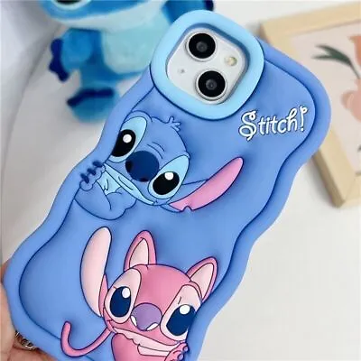 Soft Lilo Stitch  Wave Silicone Phone Case For IPhone 15 14 13 12 11 Cover Girl • £11.87