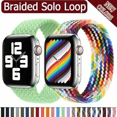 $9.99 • Buy Nylon Braided Solo Loop Strap Band For Apple Watch Series 8 7 6 SE 5 38/44/49 MM