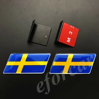 2pcs Sweden Flag Car Front Grille Grill Emblem Badge Decal Sticker Gift Saab • $12.90