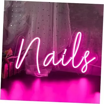  16inch Nails Neon Sign Pink Nail Salon Decor LED Neon Light USB And Battery  • $47.98