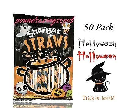 £3.69 • Buy 50 X Halloween Sherbet Straws Spooky Sherbet Sraws NEW Creepy Town