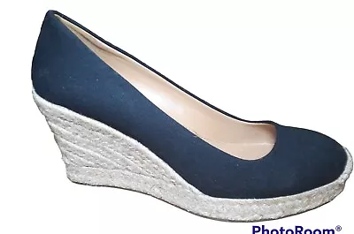 J CREW Women's Size 6.5 Black Seville Espadrille Wedge Shoes S73 • $39.99