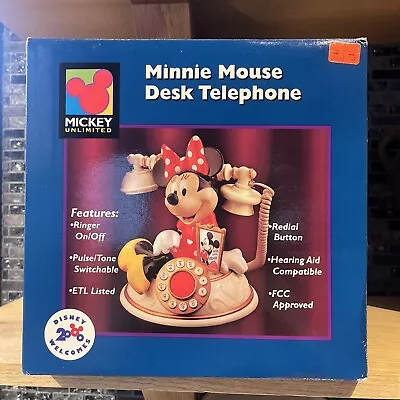 Vintage Disney Minnie Mouse Talking Desk Telephone Mickey Unlimited IN BOX • $124.99