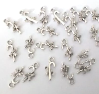 20 Candy Cane TIBETAN SILVER CHRISTMAS CHARMS 17x 8mm JEWELLERY MAKING CRAFT B11 • £2.25