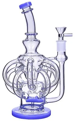 VORTEX 10  Inch HELIX BONG Recycler TWISTY Glass Water Pipe BLUE Hookah *USA* • $107.99