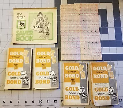 Lot 4 Gold Bond Saver Stamp Books + 100 Loose Stamps + S&H Green Saver Book • $9.99