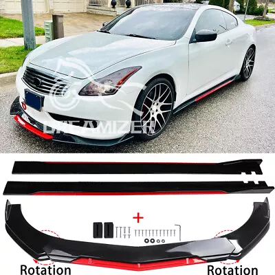 For Infiniti G35 G37 Coupe Gloss Front Bumper Lip Spoiler Splitter + Side Skirts • $125.09