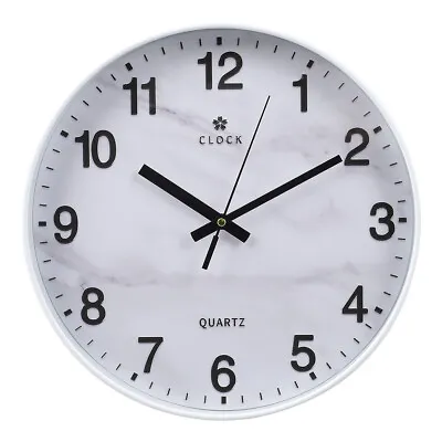 12Inch Wall Clock Silent Non-Ticking Modern Marble Effect Decorative Clocks NEW  • £7.95