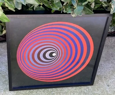 Vintage Victor Vasarely Print Oreveng Spiral Original Frame And Backing Op Art • $349