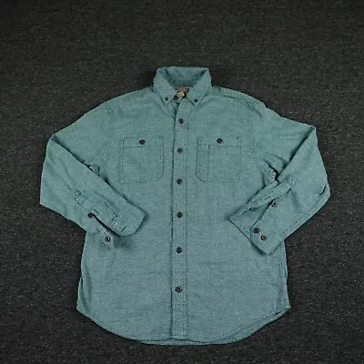 Duluth Trading Shirt Mens Medium Green Flannel Outdoors Hiking Relaxed Fit Adult • $28.28