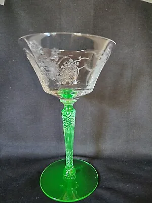 $15 • Buy Morgantown Glass Reverse Twist   Nantucket Etch  Green Stem 6 1/4  Tall 1931 Exc