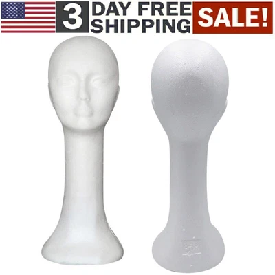 $12.36 • Buy Head Model Long Neck Hair Hat Head Mannequin Wig Display Female Model Stand Foam