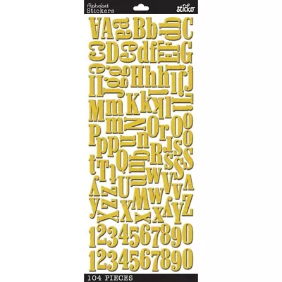 STICKO ALPHABET STICKERS - GOLD GLITTER FOAM - LARGE - Approx 25mm - 104 Pieces • $7.25