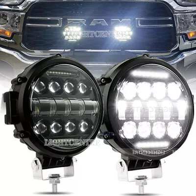 Pair 7Inch Round LED Work Light Spot Combo Lamp DRL Driving Reserve Offroad 4x4 • $79.99